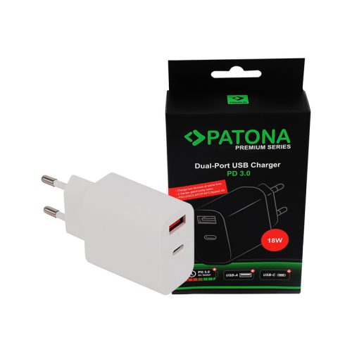 Patona Premium 18W USB-A + USB-C töltőfej