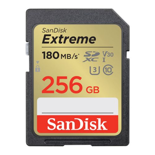 Sandisk 256GB Extreme SDXC 180mb/s / 130mb UHS-I CL10 U3 V30 memóriakártya