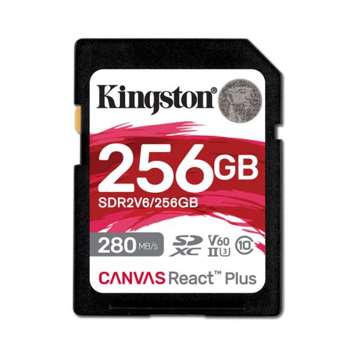 Kingston SDXC 256GB Canvas React Plus UHS-II 280R/150W U3 V60 memóriakártya