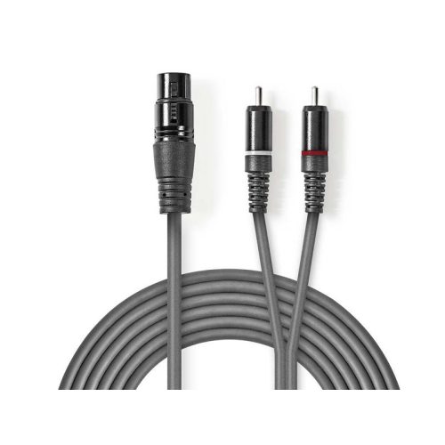 Valueline XLR audio kábel 3pin aljzat - 2x RCA dugó 3m