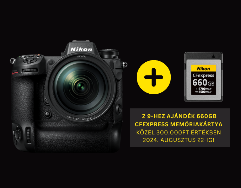 Nikon Z 9 vásárláskor ajándék Nikon 660GB CFexpress memóriakártya - Itt a Fotoplus-nál!